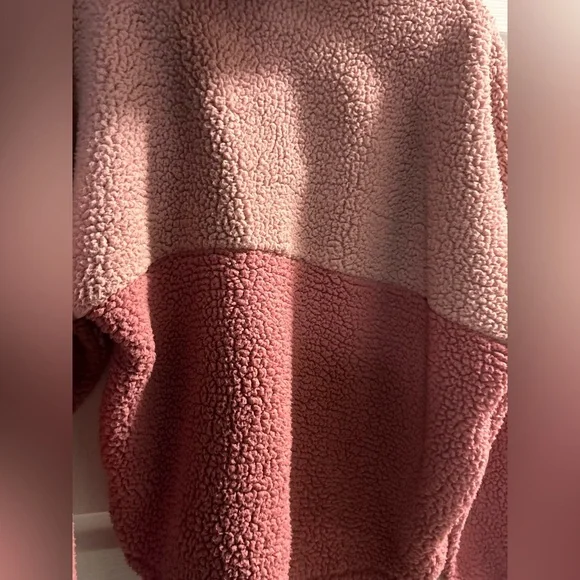 Pink Victorias Secret Two Tone Pink Sherpa Zip Up Jacket Like New Size XL - Picture 4 of 5
